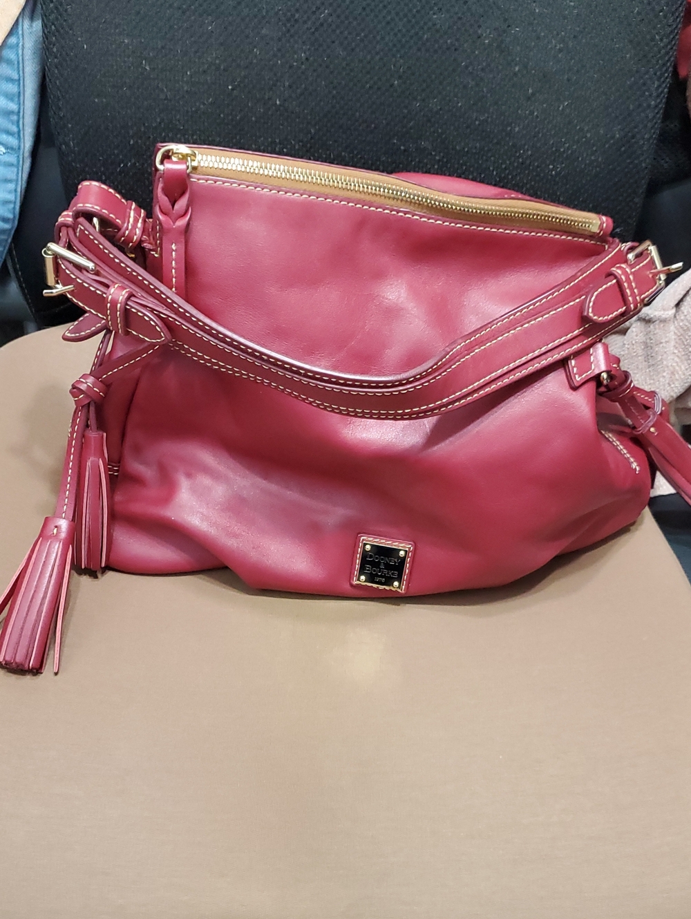 Dooney Maroon Leather Satchel